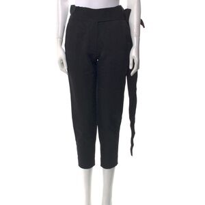 IRO High Waist Cropped Straight Leg Sash Belted Trousers, Black, Size EU 36
